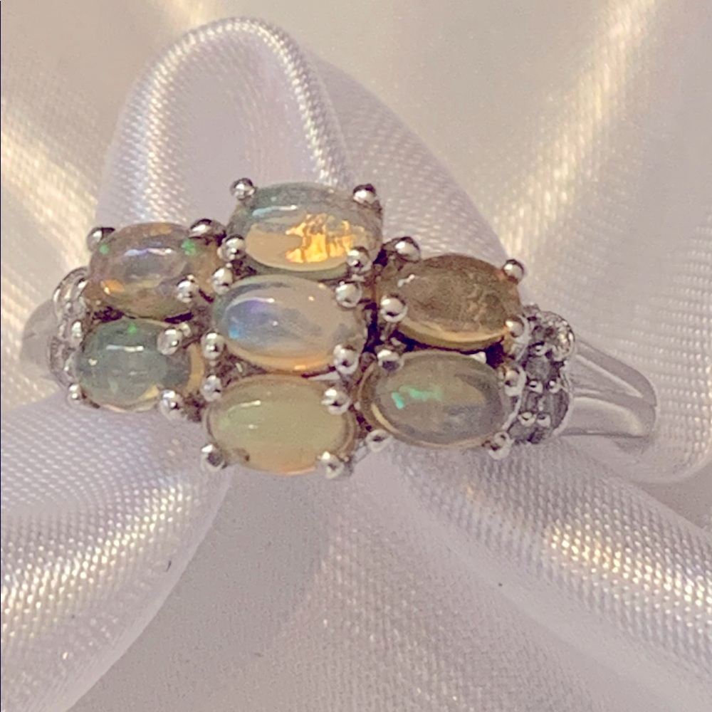 Welo Opal Gemstone Ring Set In 925 Sterling Silver
